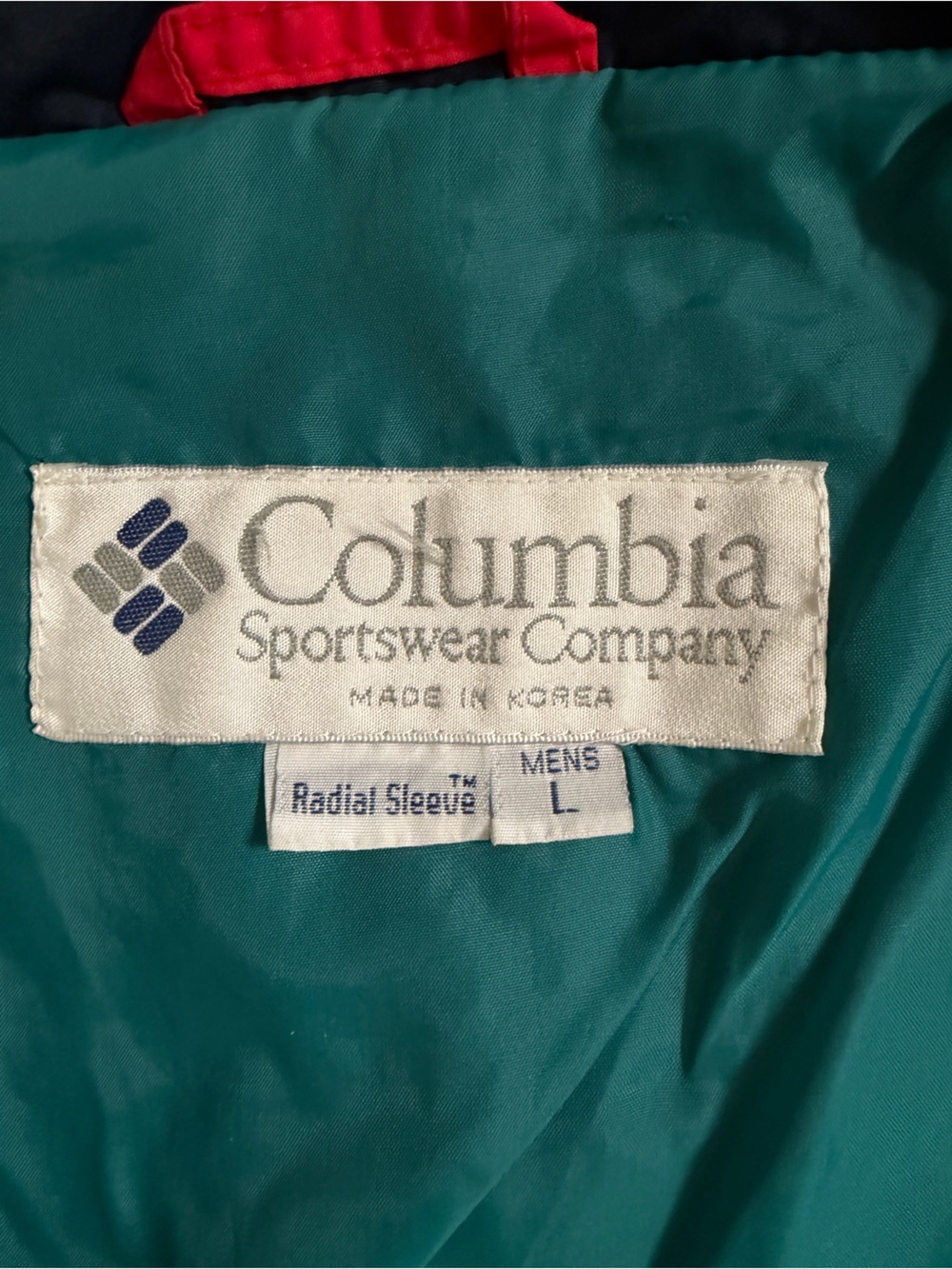 Columbia Men's Navy and Teal Lightweight Jacket 90s Vintage! Great shape - Picture 3 of 7